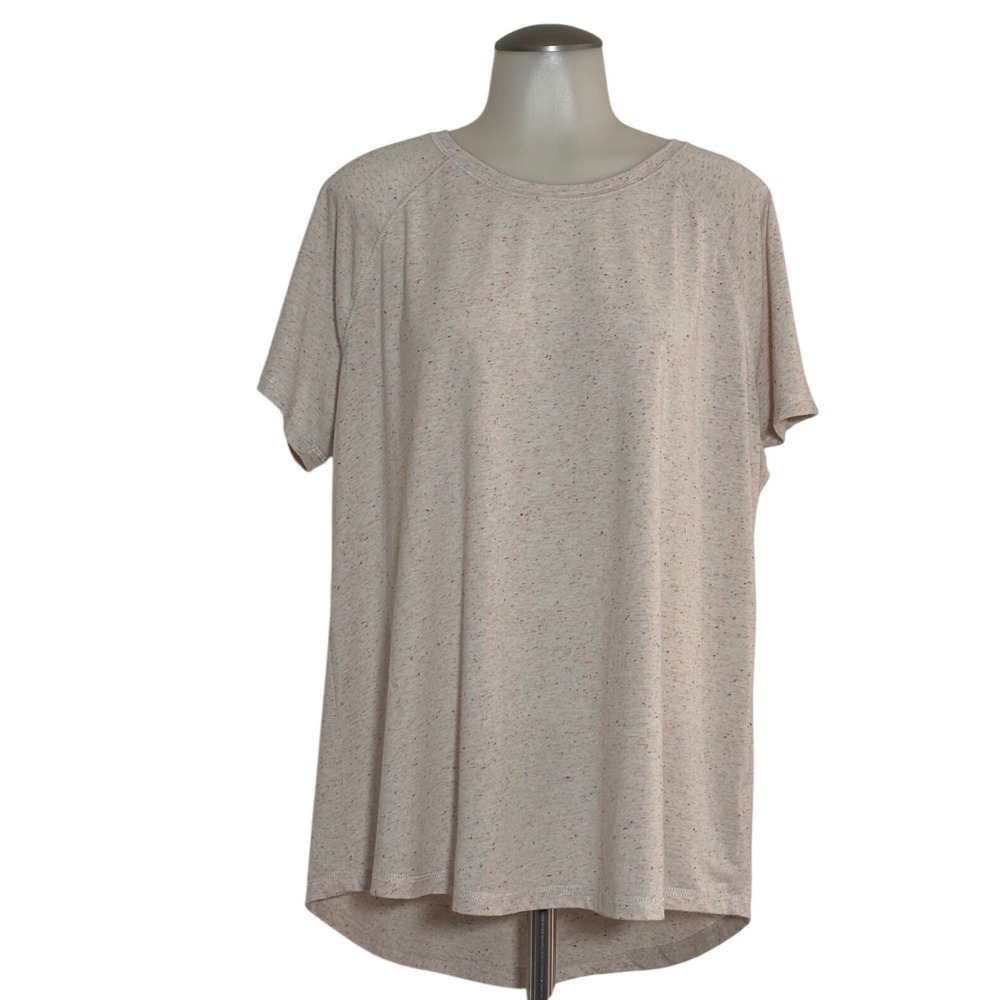Tek Gear T-Shirt Women XL Peach Speckled blue & orange Raglan Short Sleeve EUC